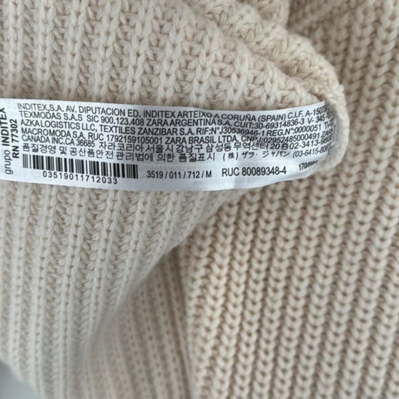 Zara Cream Cable Knit Scoop Neck Sweater Size M - Picture 9 of 9
